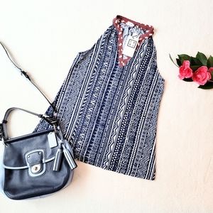 THML Maniella Halter V Neck Knit Top - Sleeveless Top - Navy, White, Coral - NWT